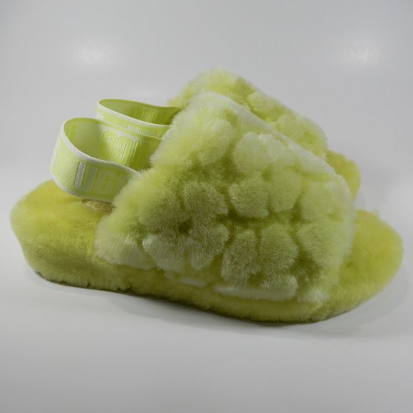 UGG Fluff Yeah Poppy Slide Platform SLIPPERS Size 7 38 Pollen Lime Yellow NEW - Picture 8 of 10